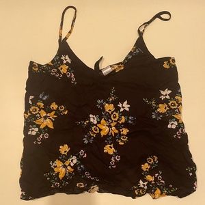 Black Floral Tank Top